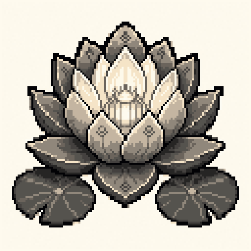 Lotus Lantern 128x128 pixel art template, mono palette