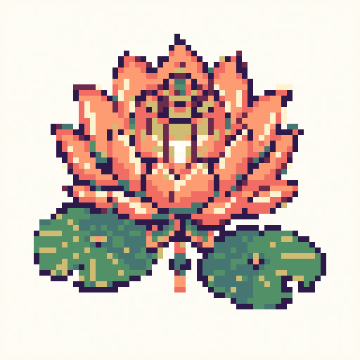 Lotus Lantern 64x64 pixel art template, dawn palette