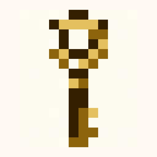 Magic Key 16x16 pixel art template, ember palette