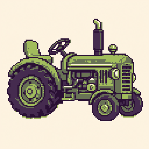 Mini Tractor 128x128 pixel art template, dawn palette