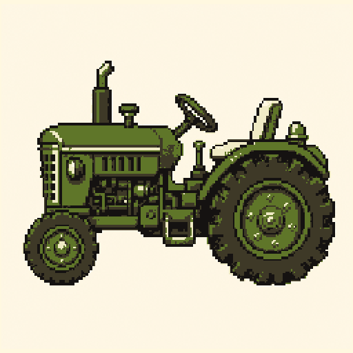 Mini Tractor 256x256 pixel art template, forest palette