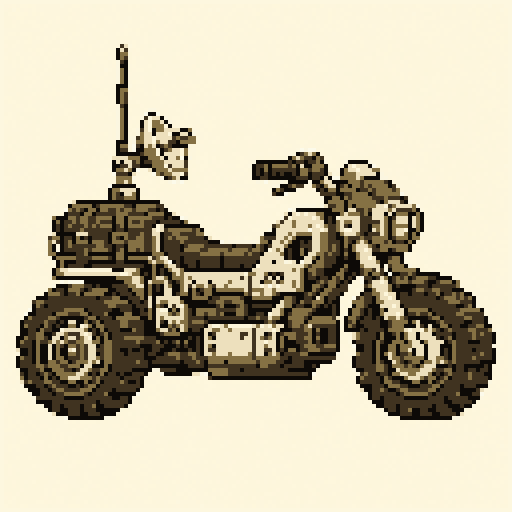 Moon Rover Bike 128x128 pixel art template, forest palette