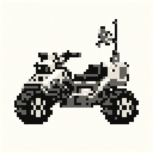 Moon Rover Bike 64x64 pixel art template, mono palette