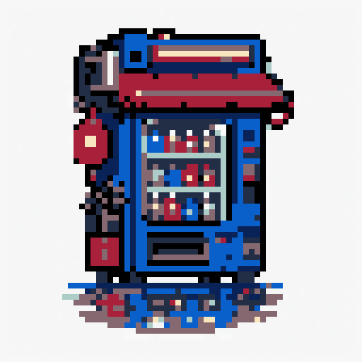 Neon Alley Kiosk 64x64 pixel art template, nes palette