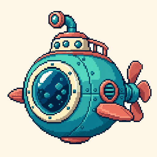 Ocean Submarine Pod 256x256 pixel art template, ocean palette