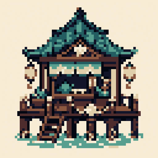 Ocean Tea House 64x64 pixel art template