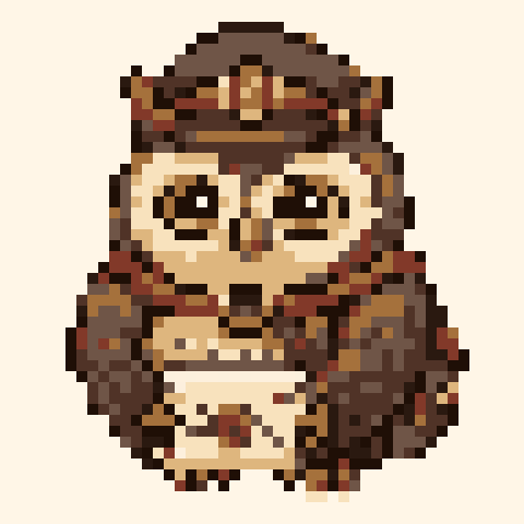 Owl Courier 48x48 pixel art template, ember palette