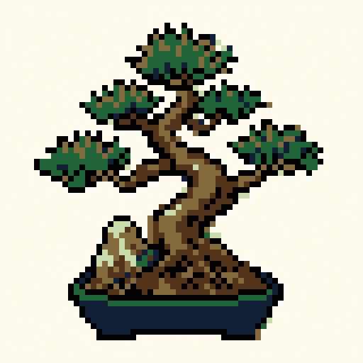 Pine Bonsai 64x64 pixel art template, nes palette