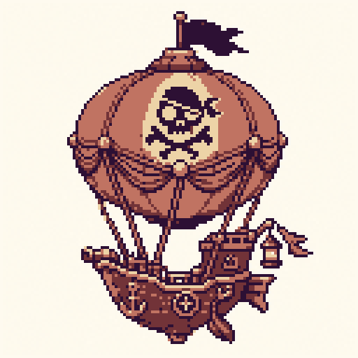 Pirate Airship 128x128 pixel art template, dawn palette