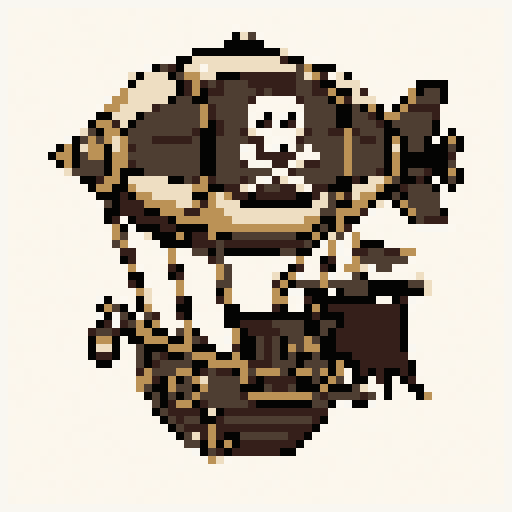 Pirate Airship 64x64 pixel art template, nes palette