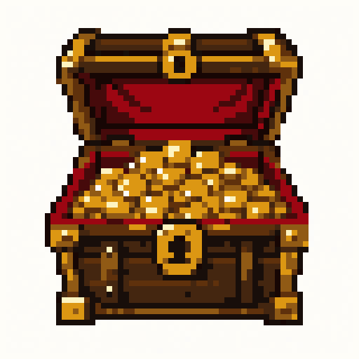 Pirate Chest 64x64 pixel art template, ember palette