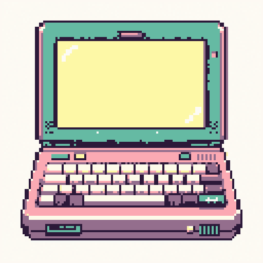 Pixel Laptop 128x128 pixel art template, bubblegum palette