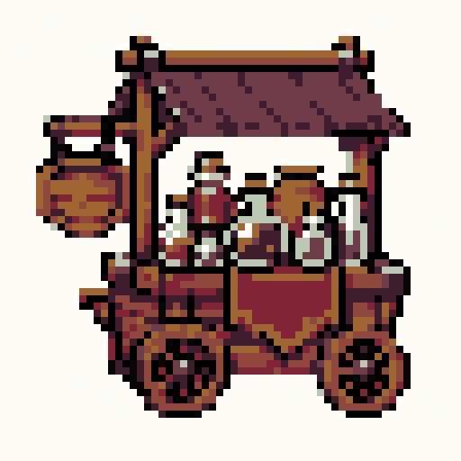 Potion Cart 64x64 pixel art template, nes palette