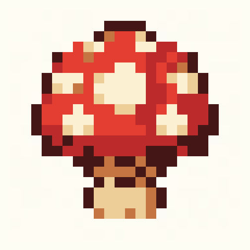 Red Mushroom 24x24 pixel art template, forest palette