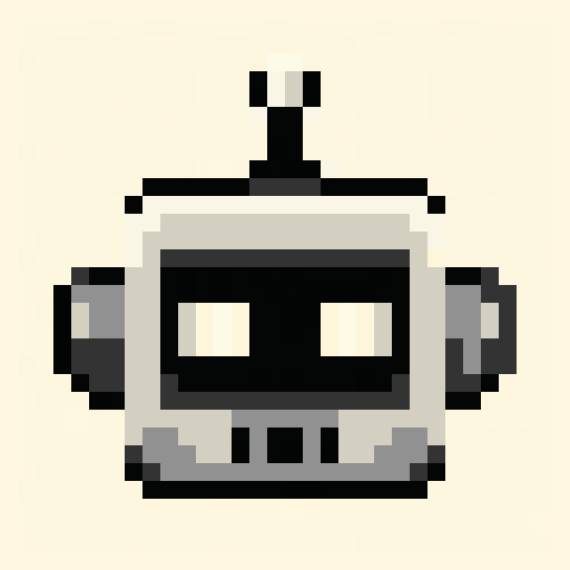 Robot Head 32x32 pixel art template, mono palette