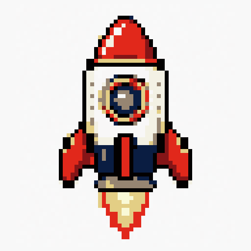 Rocket Ship 64x64 pixel art template, pico8 palette