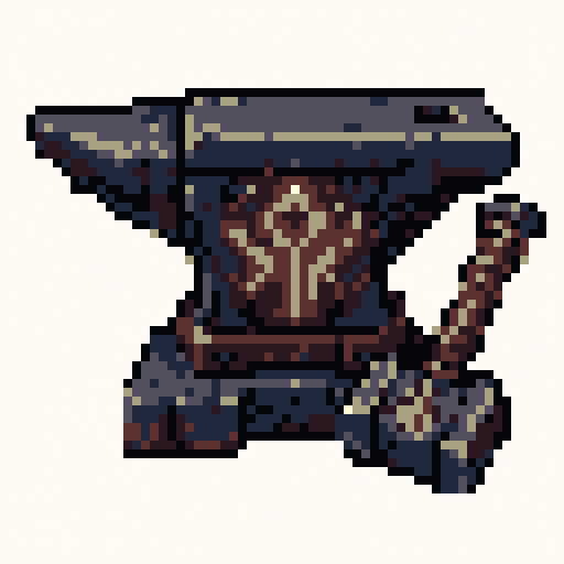 Rune Anvil 64x64 pixel art template, pico8 palette