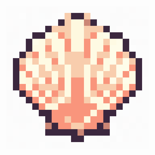 Sea Shell 24x24 pixel art template, ocean palette