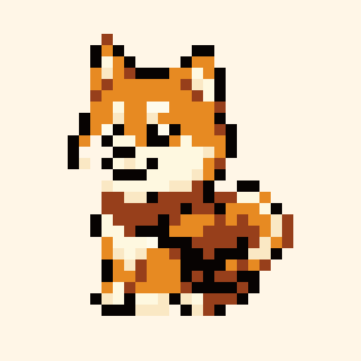 Shiba Courier 32x32 pixel art template, nes palette