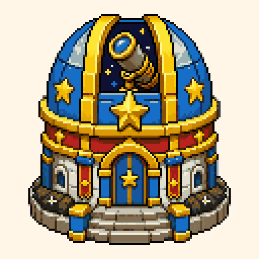 Sky Observatory Dome 128x128 pixel art template, pico8 palette