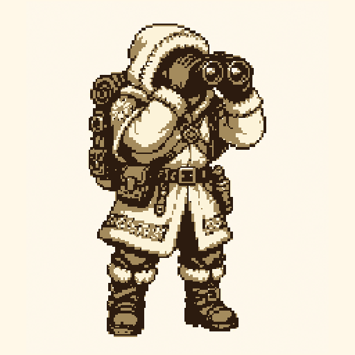 Snow Ranger 256x256 pixel art template, forest palette