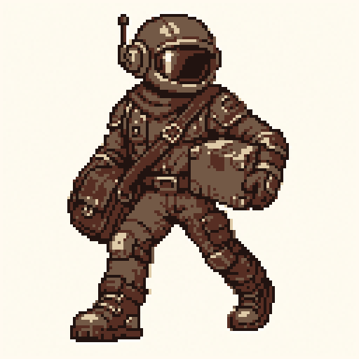 Space Courier 128x128 pixel art template, ember palette
