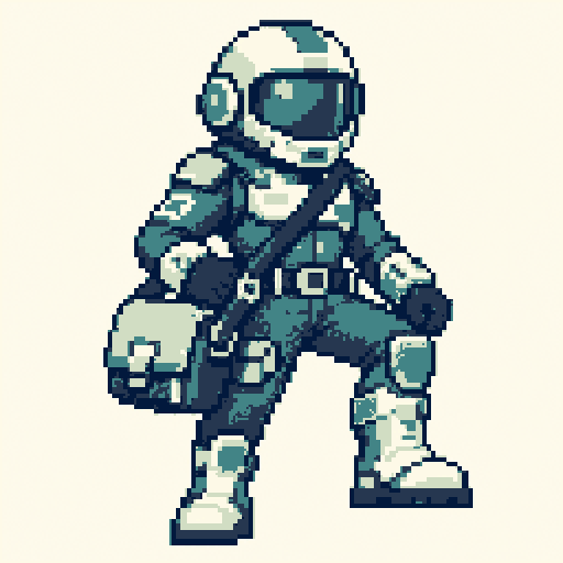 Space Courier 256x256 pixel art template, ocean palette