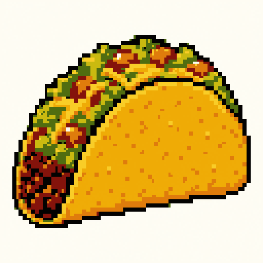 Spicy Taco 128x128 pixel art template, pico8 palette