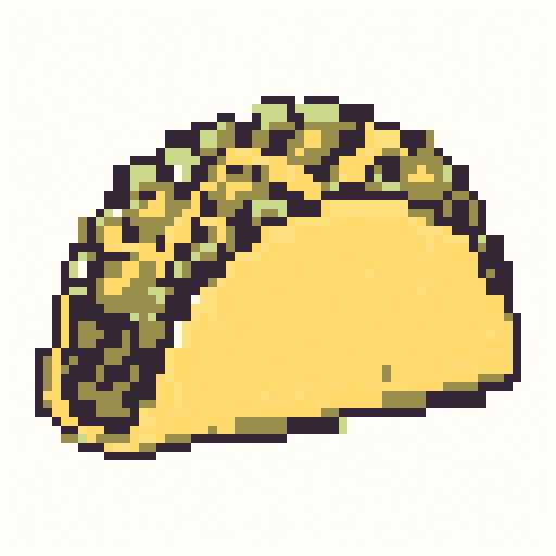 Spicy Taco 64x64 pixel art template, ocean palette