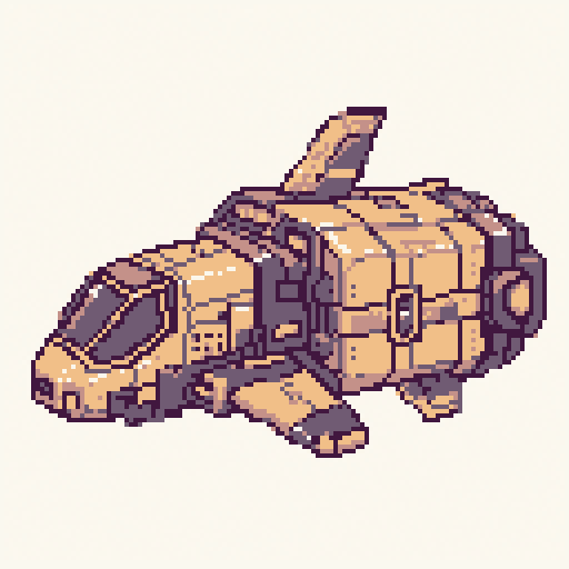 Starship Courier 128x128 pixel art template, dawn palette