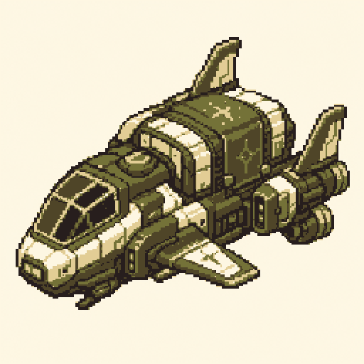 Starship Courier 256x256 pixel art template, forest palette
