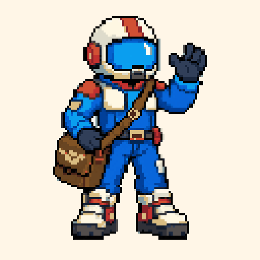 Starship Courier Pilot 128x128 pixel art template, pico8 palette