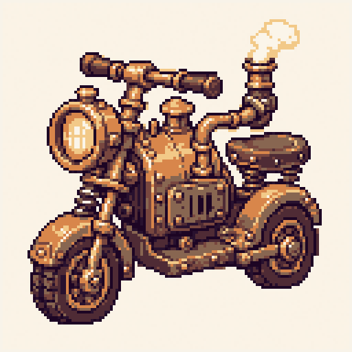 Steam Scooter 128x128 pixel art template, dawn palette
