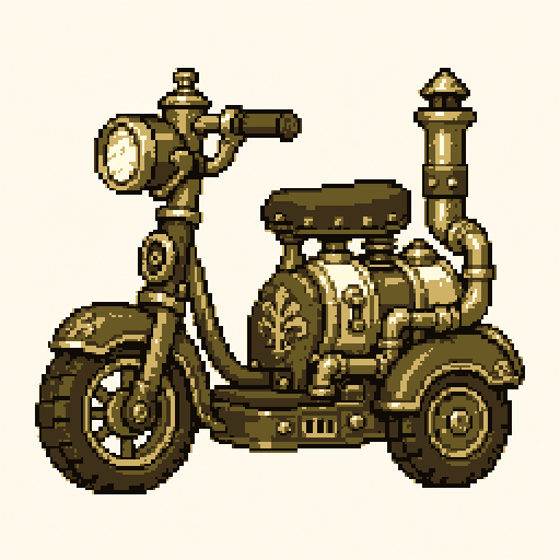 Steam Scooter 256x256 pixel art template, forest palette