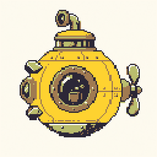 Submarine Pod 128x128 pixel art template, ocean palette