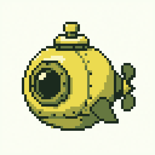 Submarine Pod 64x64 pixel art template, gameboy palette