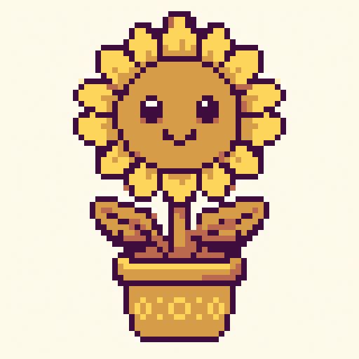 Sunflower Pot 64x64 pixel art template, dawn palette