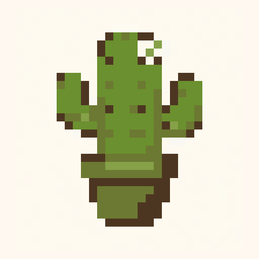 Tiny Cactus 32x32 pixel art template, forest palette