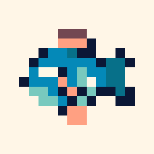 Tiny Fish Charm 16x16 pixel art template, ocean palette
