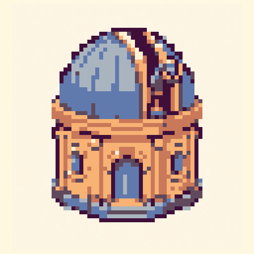 Tiny Observatory 64x64 pixel art template, dawn palette
