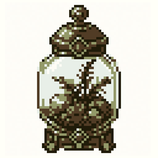 Tiny Terrarium 64x64 pixel art template, ember palette