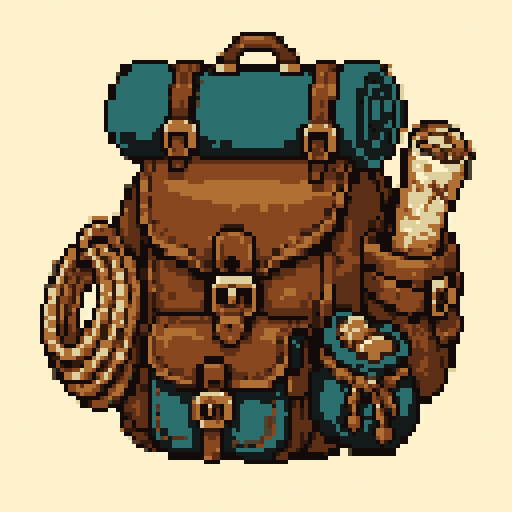 Treasure Backpack 128x128 pixel art template, tomodachi palette