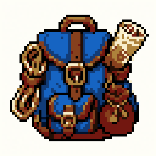Treasure Backpack 64x64 pixel art template, pico8 palette
