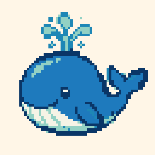 Whale Cloud 64x64 pixel art template, ocean palette