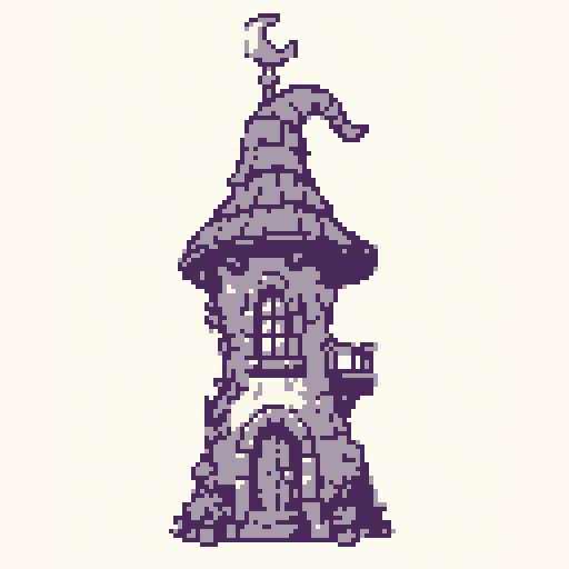 Wizard Tower 128x128 pixel art template, bubblegum palette