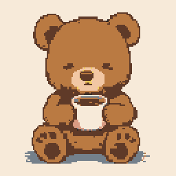 Cute Pixel Art Teddy Bear Holding 128x128 pixel art by Suffermore64