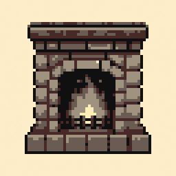 Fireplace study 64x64 pixel art by purplebutterfly527