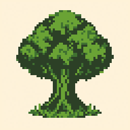 Oak Tree study 64x64 pixel art by purplefrog747