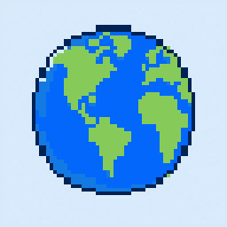 World Globe study 64x64 pixel art by redladybug257