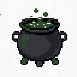 Moonwell Witch Cauldron Study 128x128 pixel art by goldenmouse194